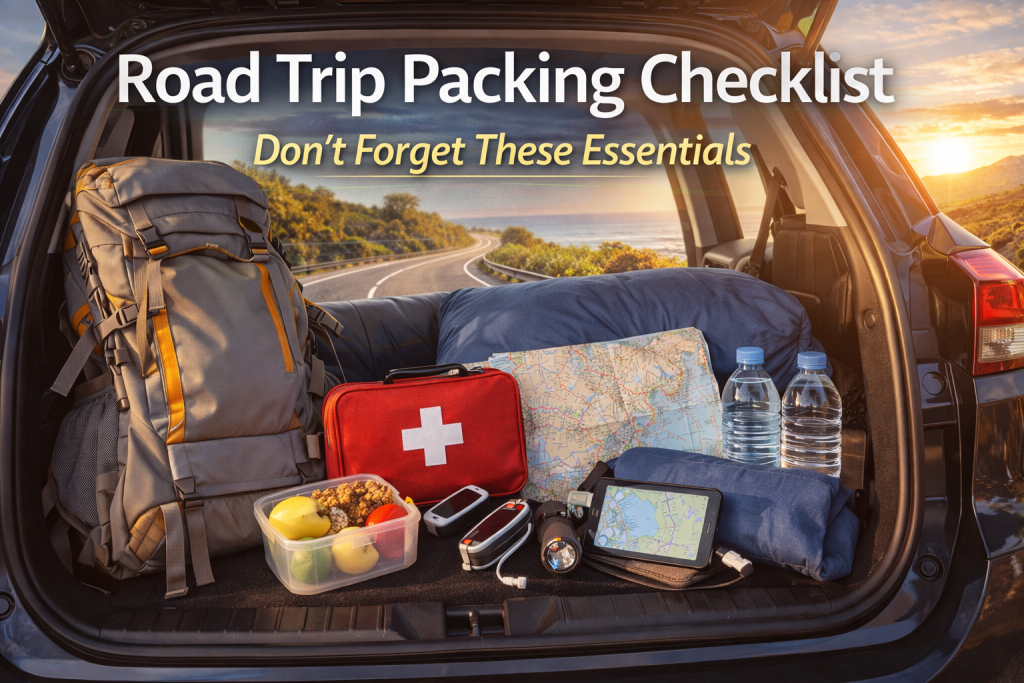 List of essentials for a road trip car rental